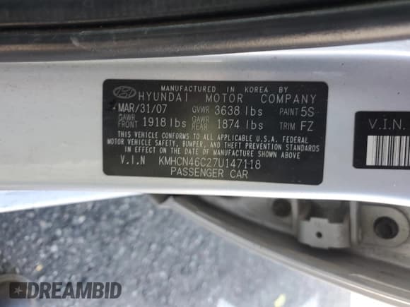 ✅ 2007 Hyundai Accent GLS • VIN: KMHCN46C27U147118 • Лот: 48384655. Опубликован ранее на Copart с пробегом 57 150 миль. Бесплатный доступ к архиву аукционных продаж из США и подробный отчёт об истории автомобиля на DreamBid. Изображение 15.