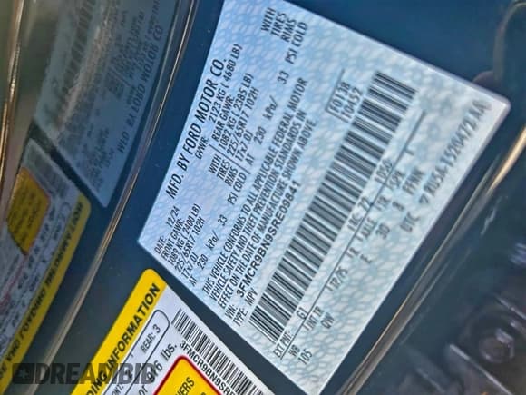 ✅ 2025 Ford Bronco Sport Big Bend • VIN: 3FMCR9BN9SRE09841 • Lot: 96624625. Listed on Copart with 10,854 mi. Free auction sales archive from the USA and detailed vehicle history report at DreamBid. Image 10.