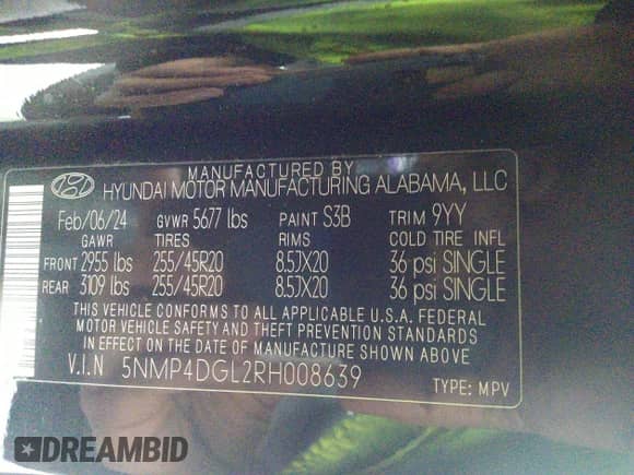 2024 Hyundai Santa Fe Limited с VIN 5NMP4DGL2RH008639, выставлен на аукционе IAAI как лот 41652907 с пробегом 17 704 миль миль и . История ставок и продаж доступна на DreamBid. Изображение 9.