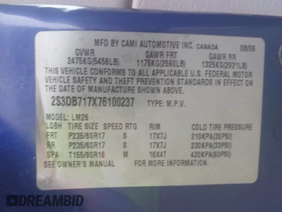 ✅ 2007 Suzuki XL7 Limited • VIN: 2S3DB717X76100237 • Лот: 42666427. Опубликован ранее на IAAI с пробегом 110 955 миль. Бесплатный доступ к архиву аукционных продаж из США и подробный отчёт об истории автомобиля на DreamBid. Изображение 9.