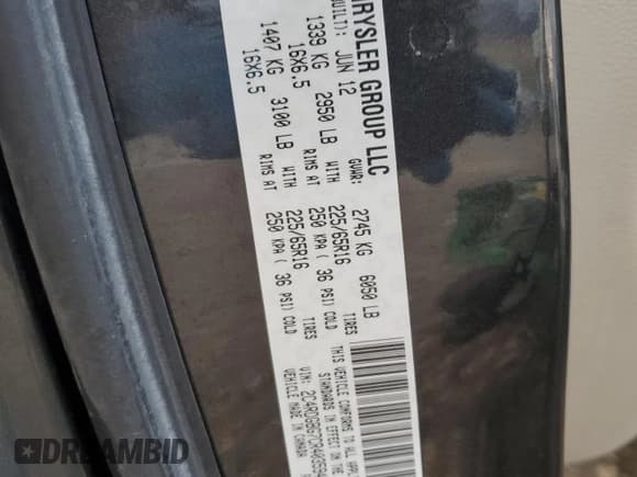 ✅ 2012 Dodge Grand Caravan SE • VIN: 2C4RDGBG7CR403594 • Лот: 87047805. Опубликован ранее на Copart с пробегом 148 697 миль. Бесплатный доступ к архиву аукционных продаж из США и подробный отчёт об истории автомобиля на DreamBid. Изображение 13.