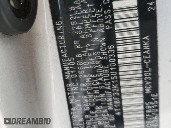 ✅ 2005 Toyota Camry LE • VIN: 4T1BF32K15U100336 • Лот: 92139575. Опубликован ранее на Copart с пробегом 228 905 миль. Бесплатный доступ к архиву аукционных продаж из США и подробный отчёт об истории автомобиля на DreamBid. Изображение 12.