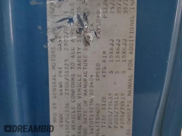 ✅ 1992 GMC Sonoma • VIN: 1GTDT19Z5N8503404 • Лот: 87124495. Опубликован ранее на Copart с пробегом 215 923 миль. Бесплатный доступ к архиву аукционных продаж из США и подробный отчёт об истории автомобиля на DreamBid. Изображение 12.