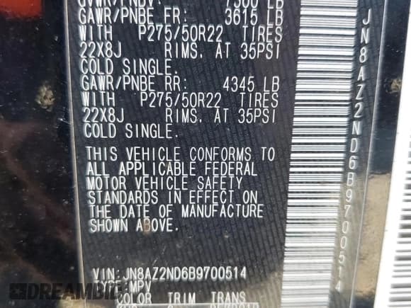 ✅ 2011 Infiniti QX56 8-passenger • VIN: JN8AZ2ND6B9700514 • Lot: 69058525. Listed on Copart with 173,865 mi. Free auction sales archive from the USA and detailed vehicle history report at DreamBid. Image 13.