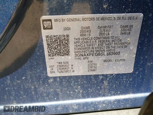 ✅ 2025 Chevrolet Equinox AWD LT • VIN: 3GNAXPEG6SL183903 • Lot: 42944409. Wystawiony na IAAI z przebiegiem 15 390 mil. Bezpłatny archiwum sprzedaży aukcyjnych z USA i szczegółowy raport historii pojazdu na DreamBid. Zdjęcie 9.