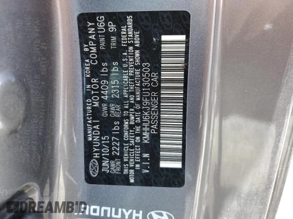 ✅ 2015 Hyundai Genesis Coupe 3.8L Base • VIN: KMHHU6KJ9FU130503 • Lot: 62912895. Listed on Copart with 94,411 mi. Free auction sales archive from the USA and detailed vehicle history report at DreamBid. Image 13.