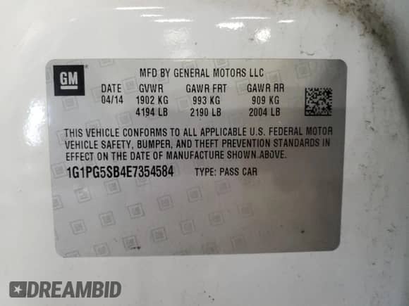 2014 Chevrolet Cruze LTZ с VIN 1G1PG5SB4E7354584, выставлен на аукционе Copart как лот 91495615 с пробегом 118 175 миль миль и Списание • Salvage title. История ставок и продаж доступна на DreamBid. Изображение 13.