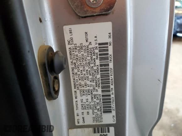 ✅ 2006 Toyota Tacoma • VIN: 5TEPX42N96Z234219 • Лот: 44450405. Опубликован ранее на Copart с пробегом 205 649 миль. Бесплатный доступ к архиву аукционных продаж из США и подробный отчёт об истории автомобиля на DreamBid. Изображение 12.