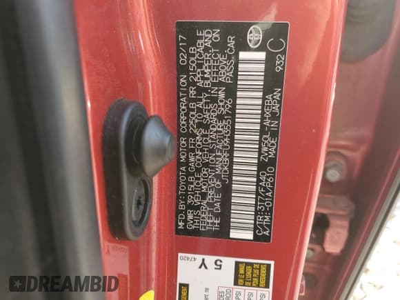 ✅ 2017 Toyota Prius Two • VIN: JTDKBRFU9H3551796 • Lot: 91479465. Wystawiony na Copart z przebiegiem 76 477 mil. Bezpłatny archiwum sprzedaży aukcyjnych z USA i szczegółowy raport historii pojazdu na DreamBid. Zdjęcie 13.