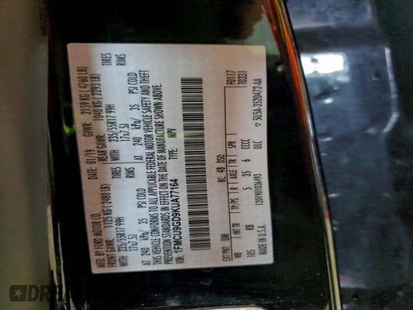 ✅ 2019 Ford Escape SE • VIN: 1FMCU9GD9KUA77164 • Лот: 93738335. Опубликован ранее на Copart с пробегом 70 524 миль. Бесплатный доступ к архиву аукционных продаж из США и подробный отчёт об истории автомобиля на DreamBid. Изображение 13.