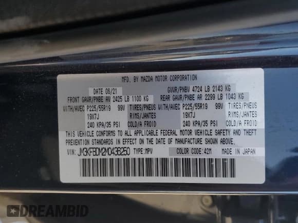 ✅ 2021 Mazda CX-5 Grand Touring • VIN: JM3KFBDM2M0436250 • Лот: 93709985. Опубликован ранее на Copart с пробегом Не указан. Бесплатный доступ к архиву аукционных продаж из США и подробный отчёт об истории автомобиля на DreamBid. Изображение 13.