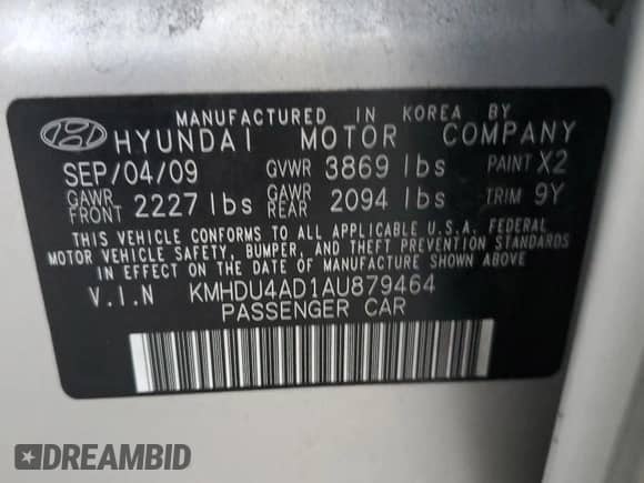 2010 Hyundai Elantra GLS z VIN KMHDU4AD1AU879464, wystawiony jako Copart lot #67959314 z przebiegiem 116 043 mil mil oraz Szkoda całkowita • Salvage title. Historia ofert i sprzedaży dostępna na DreamBid. Obrazek 14.