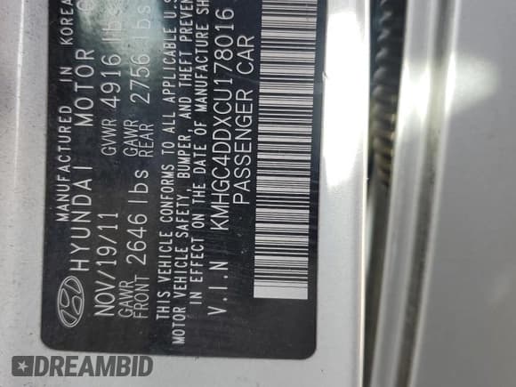 ✅ 2012 Hyundai Genesis 3.8L • VIN: KMHGC4DDXCU178016 • Лот: 81865825. Опубликован ранее на Copart с пробегом 353 811 миль. Бесплатный доступ к архиву аукционных продаж из США и подробный отчёт об истории автомобиля на DreamBid. Изображение 12.