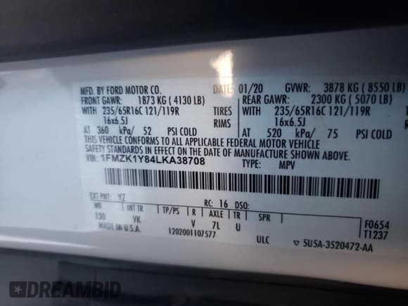 ✅ 2020 Ford Transit Passenger XL • VIN: 1FMZK1Y84LKA38708 • Lot: 52056035. Wystawiony na Copart z przebiegiem 41 207 mil. Bezpłatny archiwum sprzedaży aukcyjnych z USA i szczegółowy raport historii pojazdu na DreamBid. Zdjęcie 14.