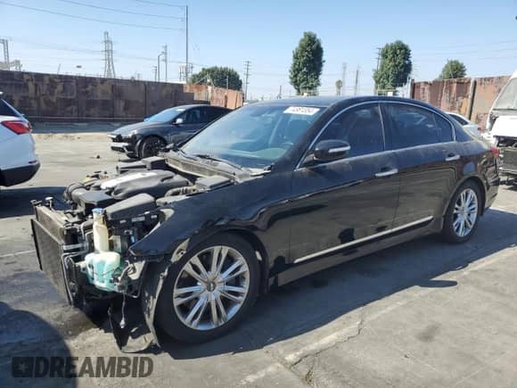 2012 Hyundai Genesis 4.6L with VIN KMHGC4DF0CU174087, listed as a Copart auction lot 74381354 with 105,731 mi miles and Salvage title. Bid and sale history available at DreamBid. Image 1.