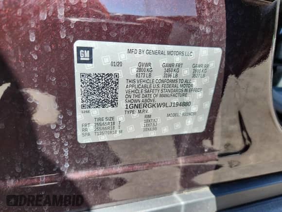 2020 Chevrolet Traverse LT Cloth с VIN 1GNERGKW9LJ194880, выставлен на аукционе Copart как лот 84568375 с пробегом 92 714 миль миль и Списание • Salvage title. История ставок и продаж доступна на DreamBid. Изображение 12.