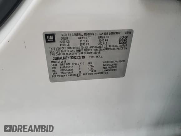 ✅ 2016 GMC Terrain SLE • VIN: 2GKALMEK0G6292719 • Lot: 87454135. Wystawiony na Copart z przebiegiem 79 159 mil. Bezpłatny archiwum sprzedaży aukcyjnych z USA i szczegółowy raport historii pojazdu na DreamBid. Zdjęcie 13.