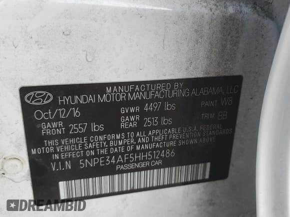 ✅ 2017 Hyundai Sonata Sport • VIN: 5NPE34AF5HH512486 • Лот: 90826115. Опубликован ранее на Copart с пробегом 61 064 миль. Бесплатный доступ к архиву аукционных продаж из США и подробный отчёт об истории автомобиля на DreamBid. Изображение 12.