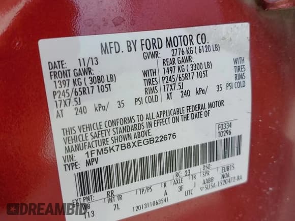 ✅ 2014 Ford Explorer • VIN: 1FM5K7B8XEGB22676 • Лот: 52720025. Опубликован ранее на Copart с пробегом Не указан. Бесплатный доступ к архиву аукционных продаж из США и подробный отчёт об истории автомобиля на DreamBid. Изображение 15.