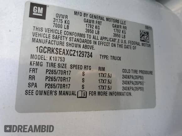 2012 Chevrolet Silverado 1500 LT z VIN 1GCRKSEAXCZ129734, wystawiony jako Copart lot #71014425 z przebiegiem 159 698 mil mil oraz Szkoda całkowita • Salvage title. Historia ofert i sprzedaży dostępna na DreamBid. Obrazek 12.