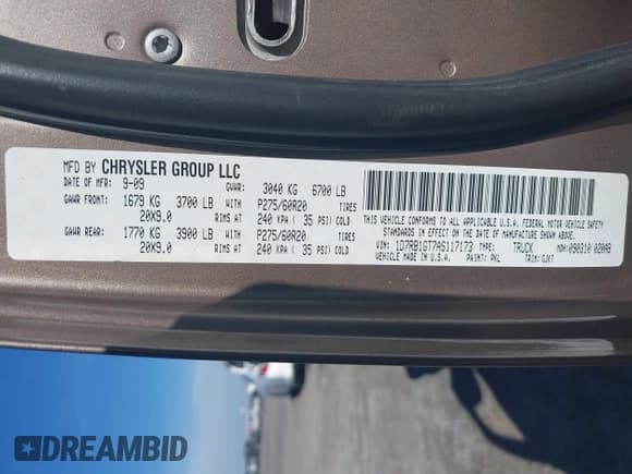 ✅ 2010 Dodge 1500 SLT • VIN: 1D7RB1GT7AS117173 • Lot: 41439759. Wystawiony na IAAI z przebiegiem 255 719 mil. Bezpłatny archiwum sprzedaży aukcyjnych z USA i szczegółowy raport historii pojazdu na DreamBid. Zdjęcie 9.