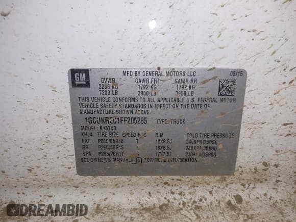 ✅ 2015 Chevrolet Silverado 1500 LT • VIN: 1GCUKREC1FF205285 • Lot: 42477997. Listed on IAAI with 244,829 mi. Free auction sales archive from the USA and detailed vehicle history report at DreamBid. Image 9.