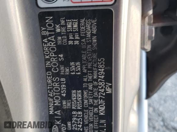 ✅ 2008 Kia Sportage LX • VIN: KNDJF724587494855 • Lot: 89635535. Listed on Copart with 191,777 mi. Free auction sales archive from the USA and detailed vehicle history report at DreamBid. Image 13.