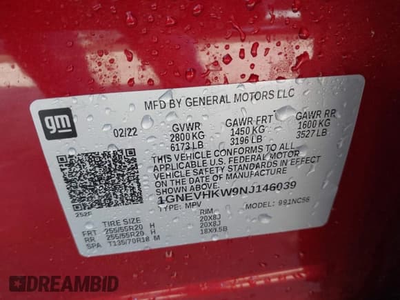 ✅ 2022 Chevrolet Traverse LT • VIN: 1GNEVHKW9NJ146039 • Lot: 42237408. Wystawiony na IAAI z przebiegiem 42 550 mil. Bezpłatny archiwum sprzedaży aukcyjnych z USA i szczegółowy raport historii pojazdu na DreamBid. Zdjęcie 9.