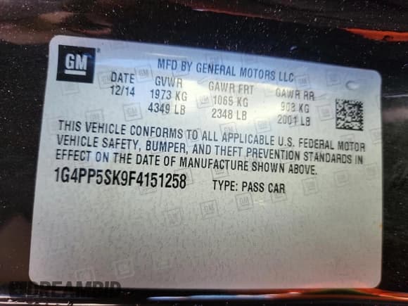 ✅ 2015 Buick Verano • VIN: 1G4PP5SK9F4151258 • Лот: 91080565. Опубликован ранее на Copart с пробегом 107 153 миль. Бесплатный доступ к архиву аукционных продаж из США и подробный отчёт об истории автомобиля на DreamBid. Изображение 12.