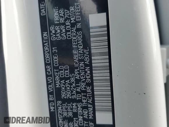 ✅ 2021 Volvo XC90 Momentum • VIN: YV4A22PK0M1739478 • Lot: 63964205. Listed on Copart with 48,923 mi. Free auction sales archive from the USA and detailed vehicle history report at DreamBid. Image 13.