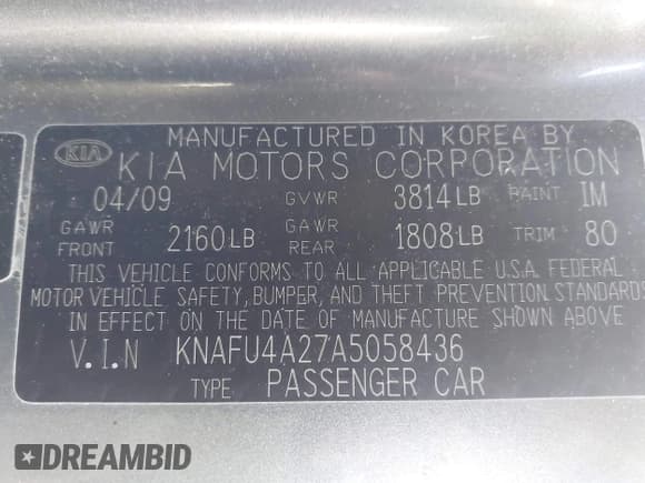 ✅ 2010 Kia Forte EX • VIN: KNAFU4A27A5058436 • Лот: 43772803. Опубликован ранее на IAAI с пробегом 106 469 миль. Бесплатный доступ к архиву аукционных продаж из США и подробный отчёт об истории автомобиля на DreamBid. Изображение 9.