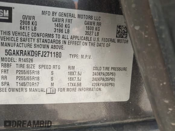 ✅ 2015 Buick Enclave Convenience • VIN: 5GAKRAKD9FJ271180 • Лот: 42764920. Опубликован ранее на IAAI с пробегом 87 479 миль. Бесплатный доступ к архиву аукционных продаж из США и подробный отчёт об истории автомобиля на DreamBid. Изображение 9.