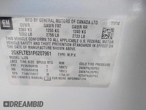 ✅ 2015 GMC Terrain SLT • VIN: 2GKFLTE31F6207961 • Lot: 42481901. Wystawiony na IAAI z przebiegiem 70 139 mil. Bezpłatny archiwum sprzedaży aukcyjnych z USA i szczegółowy raport historii pojazdu na DreamBid. Zdjęcie 9.