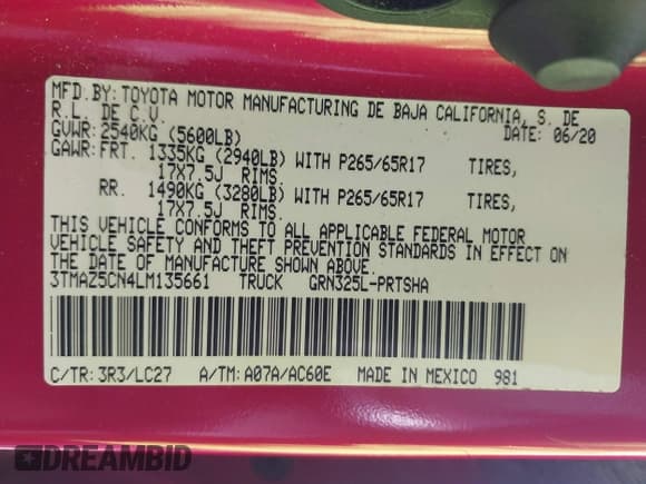 ✅ 2020 Toyota Tacoma SR5 • VIN: 3TMAZ5CN4LM135661 • Lot: 42369140. Wystawiony na IAAI z przebiegiem 109 528 mil. Bezpłatny archiwum sprzedaży aukcyjnych z USA i szczegółowy raport historii pojazdu na DreamBid. Zdjęcie 9.