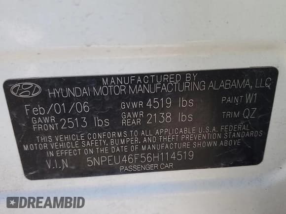 ✅ 2006 Hyundai Sonata GLS • VIN: 5NPEU46F56H114519 • Лот: 78700934. Опубликован ранее на Copart с пробегом 98 220 миль. Бесплатный доступ к архиву аукционных продаж из США и подробный отчёт об истории автомобиля на DreamBid. Изображение 14.