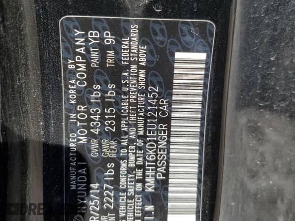 2014 Hyundai Genesis Coupe R-Spec z VIN KMHHT6KD1EU121452, wystawiony jako Copart lot #45922455 z przebiegiem Nie podano mil oraz Szkoda całkowita • Salvage title. Historia ofert i sprzedaży dostępna na DreamBid. Obrazek 12.