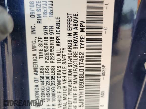 ✅ 2008 Honda Element SC • VIN: 5J6YH189X8L017462 • Lot: 82724505. Wystawiony na Copart z przebiegiem 128 047 mil. Bezpłatny archiwum sprzedaży aukcyjnych z USA i szczegółowy raport historii pojazdu na DreamBid. Zdjęcie 13.