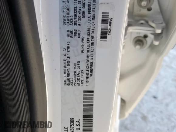 2022 Ram 1500 Limited z VIN 1C6SRFHT4NN375309, wystawiony jako Copart lot #85382785 z przebiegiem 11 873 mil mil oraz Szkoda całkowita • Salvage title. Historia ofert i sprzedaży dostępna na DreamBid. Obrazek 12.
