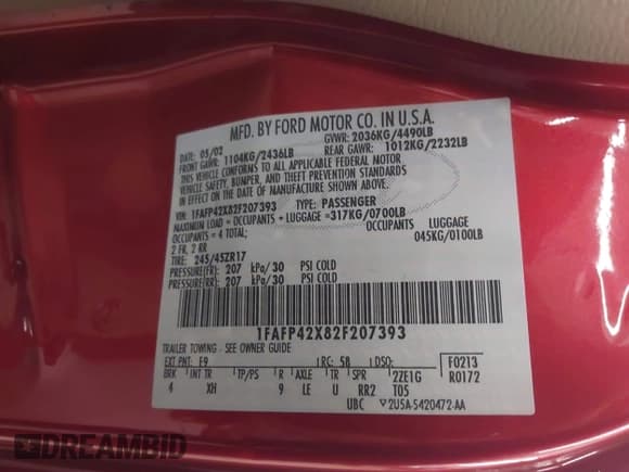 ✅ 2002 Ford Mustang GT Deluxe • VIN: 1FAFP42X82F207393 • Лот: 43352465. Опубликован ранее на IAAI с пробегом 51 961 миль. Бесплатный доступ к архиву аукционных продаж из США и подробный отчёт об истории автомобиля на DreamBid. Изображение 9.