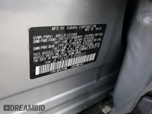 ✅ 2020 Subaru Forester Special Sports • VIN: JF2SKARC2LH566013 • Лот: 92601975. Опубликован ранее на Copart с пробегом 77 705 миль. Бесплатный доступ к архиву аукционных продаж из США и подробный отчёт об истории автомобиля на DreamBid. Изображение 12.