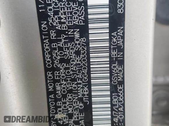 ✅ 2013 Lexus ES 250 • VIN: JTHBK1GG4D2033278 • Лот: 93025845. Опубликован ранее на Copart с пробегом 227 278 миль. Бесплатный доступ к архиву аукционных продаж из США и подробный отчёт об истории автомобиля на DreamBid. Изображение 12.