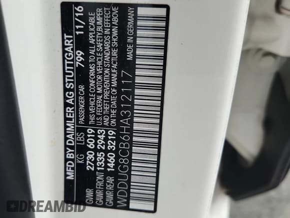 ✅ 2017 Mercedes-Benz S 550 • VIN: WDDUG8CB6HA312117 • Лот: 68475475. Опубликован ранее на Copart с пробегом 97 000 миль. Бесплатный доступ к архиву аукционных продаж из США и подробный отчёт об истории автомобиля на DreamBid. Изображение 12.