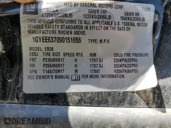 ✅ 2009 Cadillac SRX RWD • VIN: 1GYEE637090151656 • Lot: 56118155. Listed on Copart with Not provided. Free auction sales archive from the USA and detailed vehicle history report at DreamBid. Image 13.