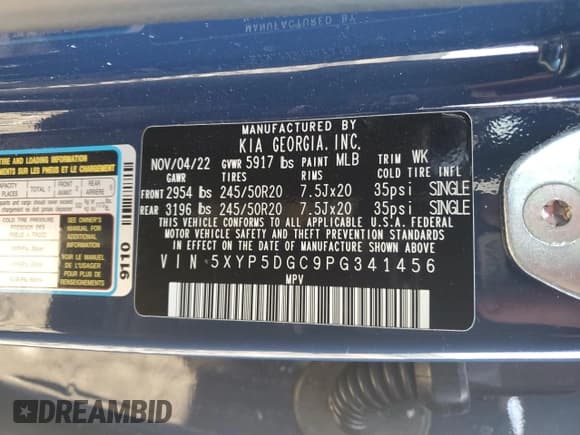 ✅ 2023 Kia Telluride SX Prestige X-Line • VIN: 5XYP5DGC9PG341456 • Лот: 43687805. Опубликован ранее на Copart с пробегом 16 921 миль. Бесплатный доступ к архиву аукционных продаж из США и подробный отчёт об истории автомобиля на DreamBid. Изображение 14.