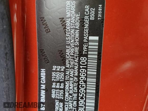 ✅ 2016 BMW M4 • VIN: WBS3U9C59GP969108 • Lot: 60528043. Wystawiony na Copart z przebiegiem 39 255 mil. Bezpłatny archiwum sprzedaży aukcyjnych z USA i szczegółowy raport historii pojazdu na DreamBid. Zdjęcie 12.