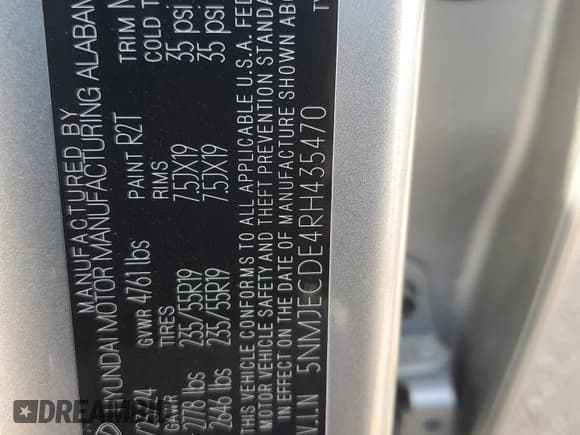 ✅ 2024 Hyundai Tucson Limited • VIN: 5NMJECDE4RH435470 • Lot: 83845735. Listed on Copart with 18,486 mi. Free auction sales archive from the USA and detailed vehicle history report at DreamBid. Image 12.