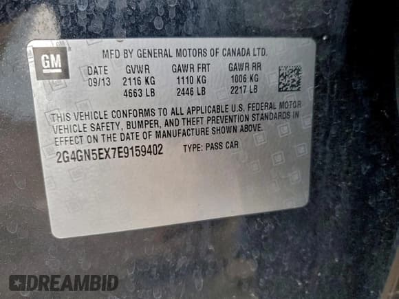 ✅ 2014 Buick Regal Premium I • VIN: 2G4GN5EX7E9159402 • Lot: 94112145. Wystawiony na Copart z przebiegiem 114 406 mil. Bezpłatny archiwum sprzedaży aukcyjnych z USA i szczegółowy raport historii pojazdu na DreamBid. Zdjęcie 12.