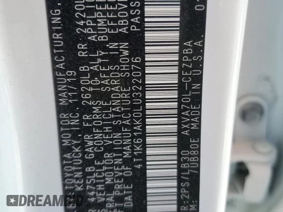 ✅ 2020 Toyota Camry XSE • VIN: 4T1K61AK0LU322076 • Lot: 52096915. Wystawiony na Copart z przebiegiem 94 436 mil. Bezpłatny archiwum sprzedaży aukcyjnych z USA i szczegółowy raport historii pojazdu na DreamBid. Zdjęcie 14.