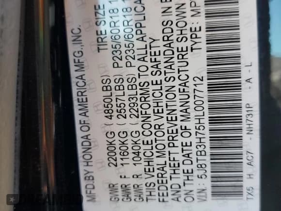 ✅ 2017 Acura RDX Advance • VIN: 5J8TB3H75HL007712 • Lot: 52501925. Listed on Copart with 201,259 mi. Free auction sales archive from the USA and detailed vehicle history report at DreamBid. Image 13.