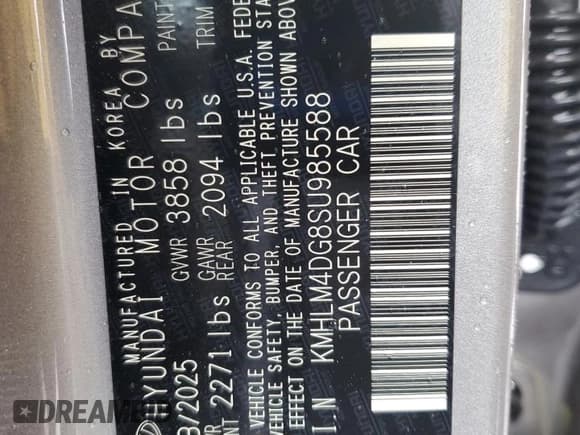 ✅ 2025 Hyundai Elantra SEL Sport • VIN: KMHLM4DG8SU985588 • Lot: 85589095. Wystawiony na Copart z przebiegiem 3 183 mil. Bezpłatny archiwum sprzedaży aukcyjnych z USA i szczegółowy raport historii pojazdu na DreamBid. Zdjęcie 13.